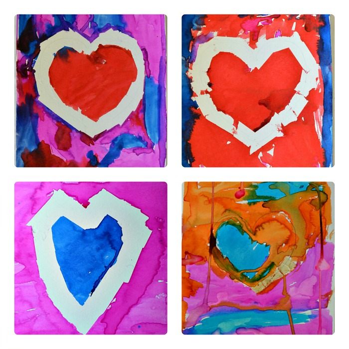 Valentine Art : Tape Resist Toddler Art – Fun Littles